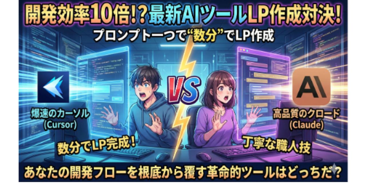 開発効率10倍!?最新AIツール「カーソル」と「Claude」のLP作成対決!あなたの開発フローを根底から覆す革命的ツールはどっちだ?