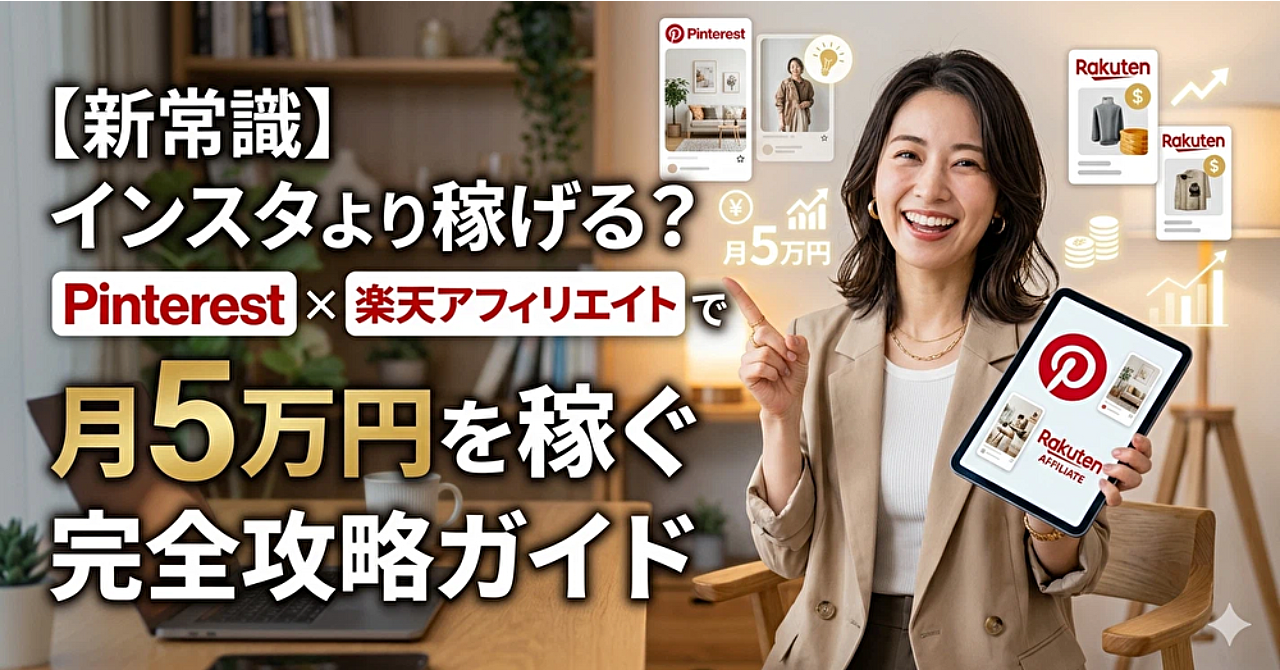 【新常識】インスタより稼げる？Pinterest×楽天アフィリエイトで月5万円を稼ぐ完全攻略ガイド【ピンタレスト アプリ】