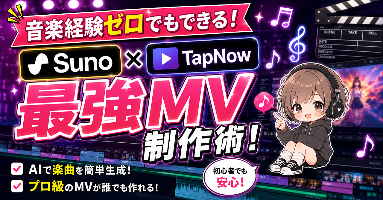 音楽経験ゼロでもできる！Suno×TapNow最強MV制作術！