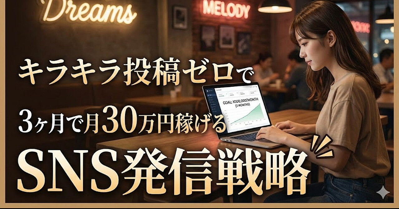 キラキラ投稿ゼロで、3ヶ月で月30万円稼げるSNS発信戦略