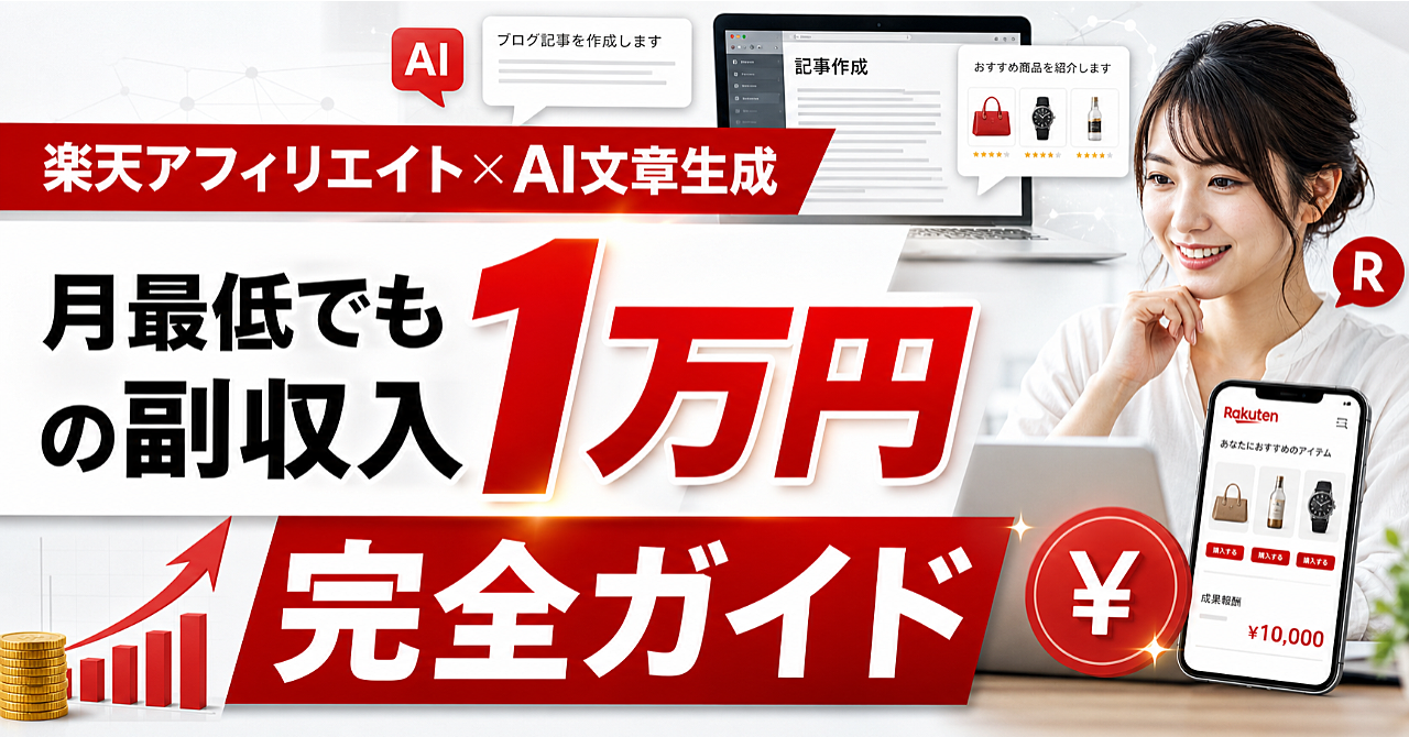 楽天アフィリエイト×AI文章生成で月最低でも『1万円の副収入』を作る完全ガイド