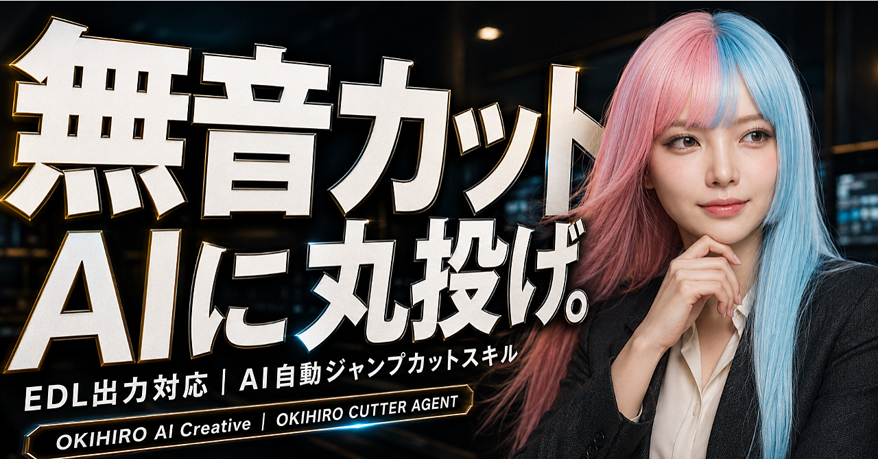 【自動カット】AIエージェントが文脈を読んで無音をジャンプカット｜余韻・促音・歯擦音を守る動画編集スキル