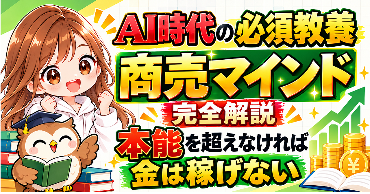【AI時代の必須教養】商売マインド:完全解説【多くの人が貧乏なまま人生を終えていくワケ】のアイキャッチ画像
