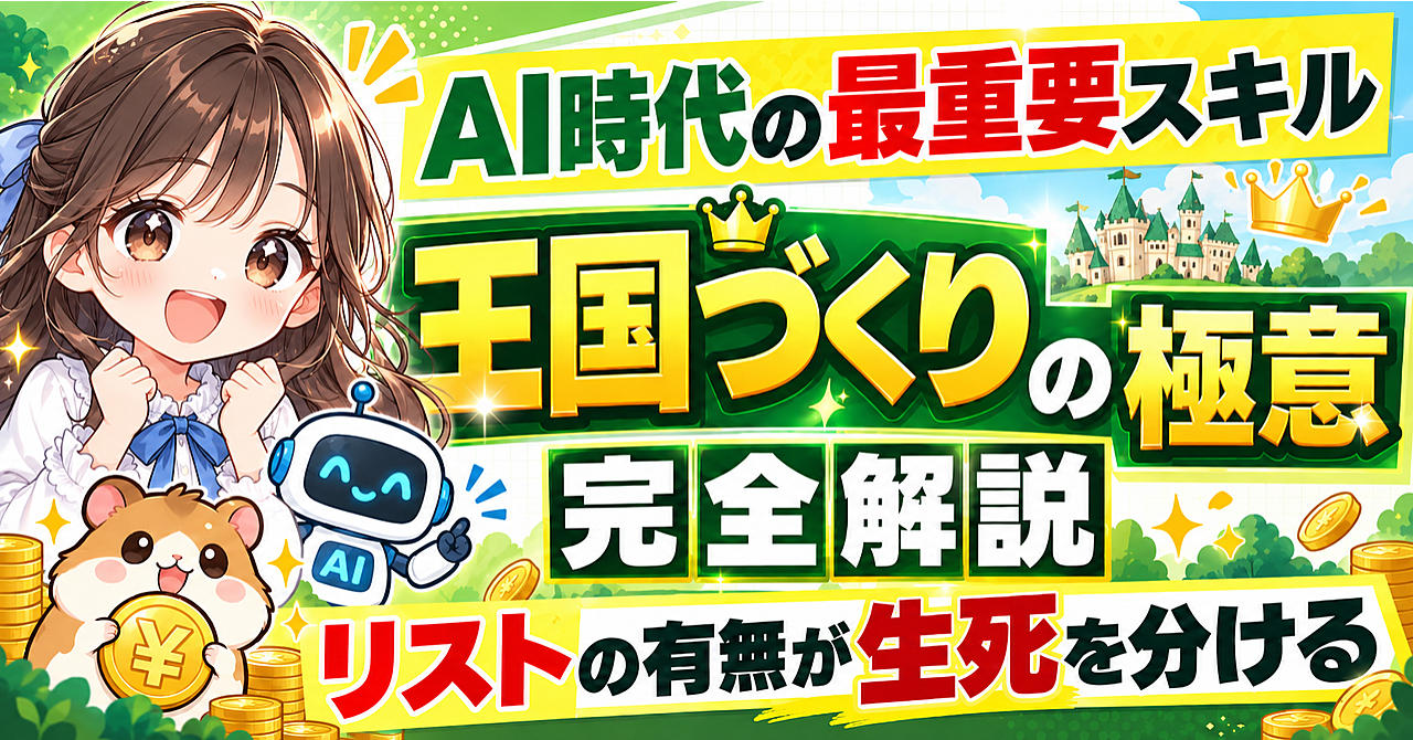 【AI時代の最重要スキル】生産性爆あがり時代の生存戦略!「王国づくり」の極意:徹底解説【リストの有無が生死を分ける】のアイキャッチ画像