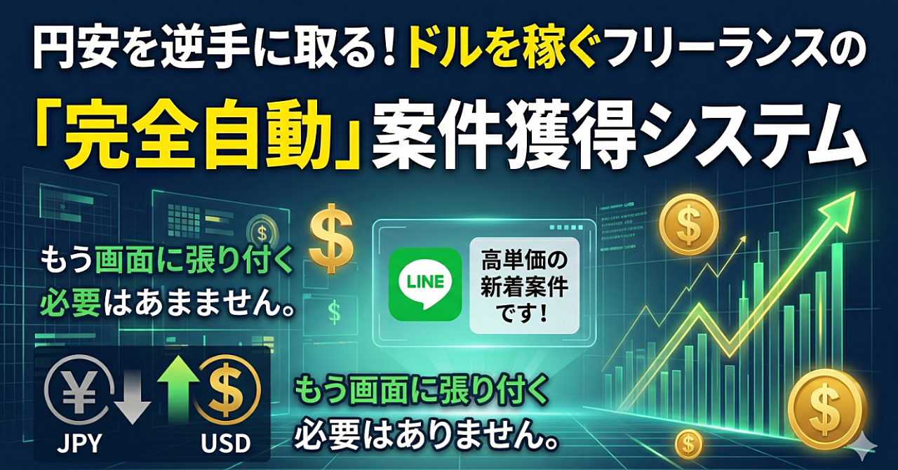 【円安時代の生存戦略】ドルで稼ぐフリーランスが密かに使う「海外案件抽出・LINE通知システム」全公開