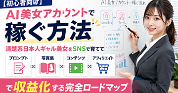 【初心者向け】AI美女アカウントで稼ぐ方法｜清楚系日本人ギャル美女をSNSで育てて「プロンプト・写真集・コンテンツ・アフィリエイト」で収益化する完全ロードマップ