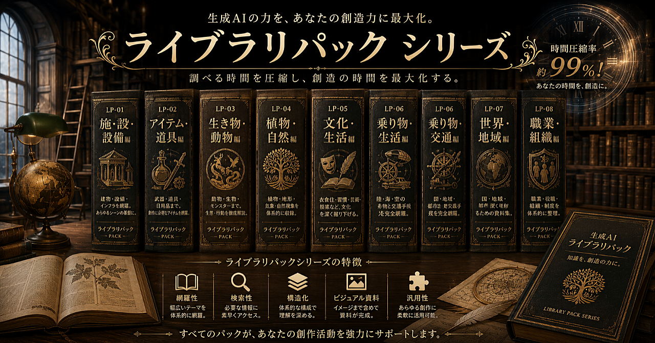 🧑🤝🧑『生成AI:ライブラリ』📕ライブラリパック【👗ファッション・キャラクターデザイン編📿】📔超便利!自分で作る百科事典のアイキャッチ画像