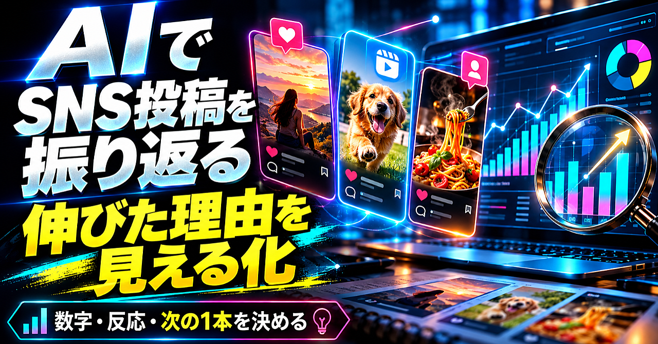 【AIでSNS投稿を振り返る】数字・反応・次の1本を決める実務手順のアイキャッチ画像