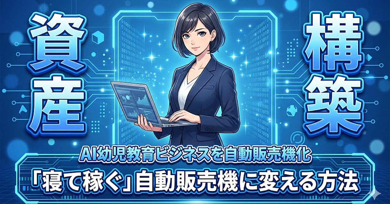 まだ労働収入で消耗してるの？AI幼児教育ビジネスを「寝て稼ぐ」自動販売機に変える方法