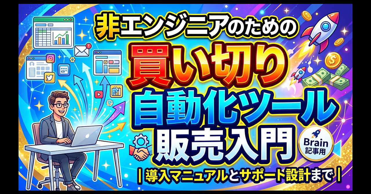 非エンジニアのための買い切り自動化ツール販売入門|導入マニュアルとサポート設計までのアイキャッチ画像