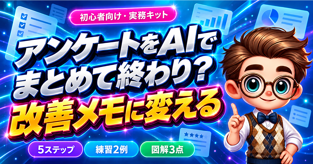 AIアンケート整理の実践キット|根拠つき改善メモを作る5ステップのアイキャッチ画像