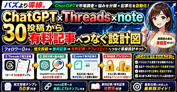 バズより導線。ChatGPT×Threads×note 30投稿から有料記事へつなぐ設計図