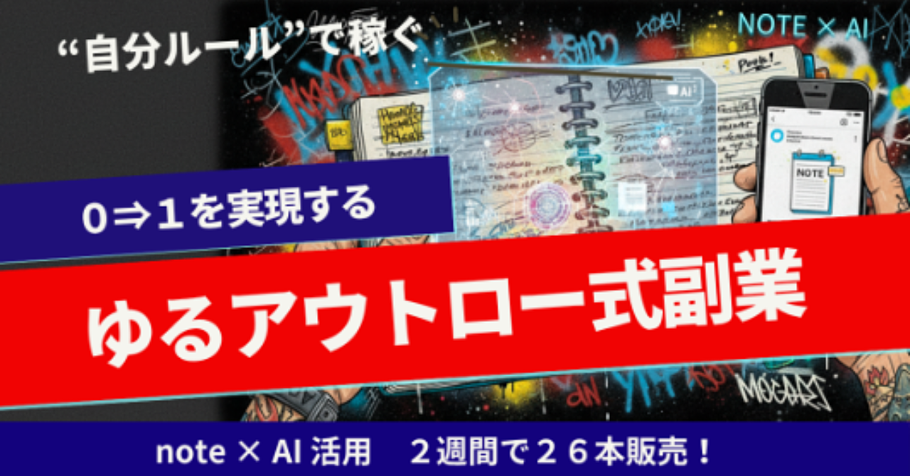 note記事を2週間で26本売る |”自分ルール”で稼ぐ。0⇒1を実現する「ゆるアウトロー式副業」のススメ