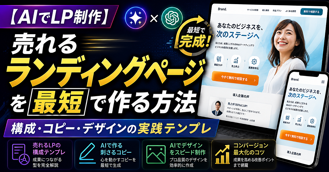 AIでLP制作】売れるランディングページを最短で作る方法｜構成・コピー 