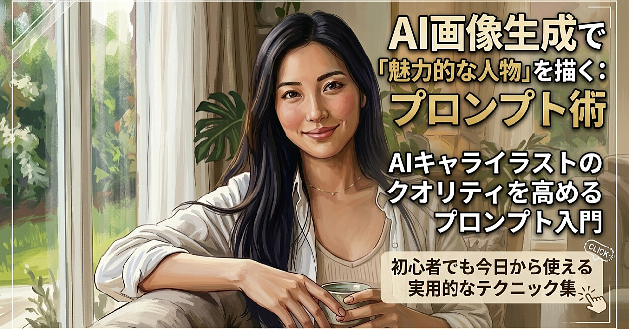 AI画像生成で“魅力的な人物”を作るためのプロンプト術　AI人物イラストのクオリティを上げるプロンプト入門
──初心者でも今日から使える実践テクニック集

