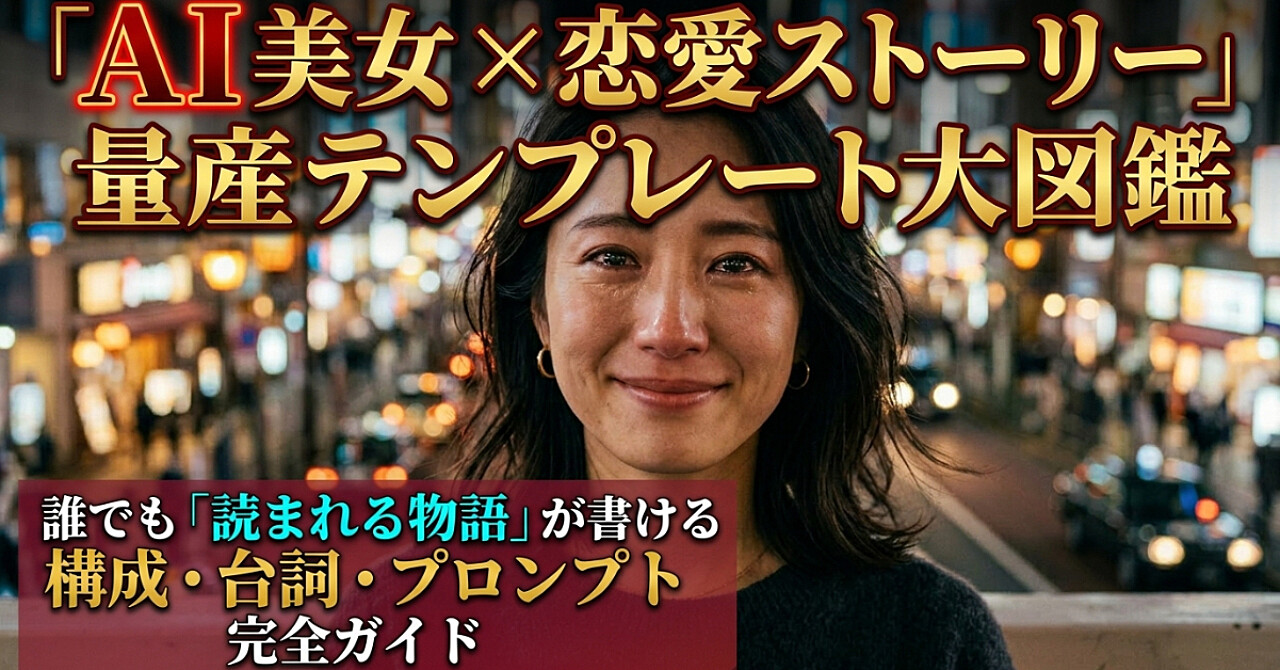 『AI美女 × 恋愛ストーリー』量産テンプレ大全
— 誰でも“読まれる物語”が書ける構成・セリフ・プロンプトの完全ガイド