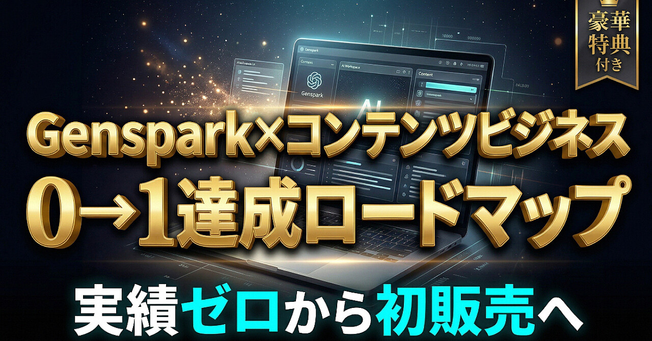Gensparkでつくる はじめてのコンテンツ販売 0→1達成ロードマップ