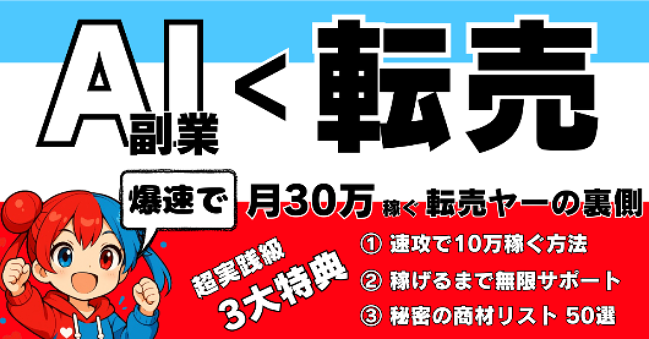 「AI副業＜＜＜＜転売」現役転売ヤーが爆速で月30万稼ぐ裏側全て公開します。