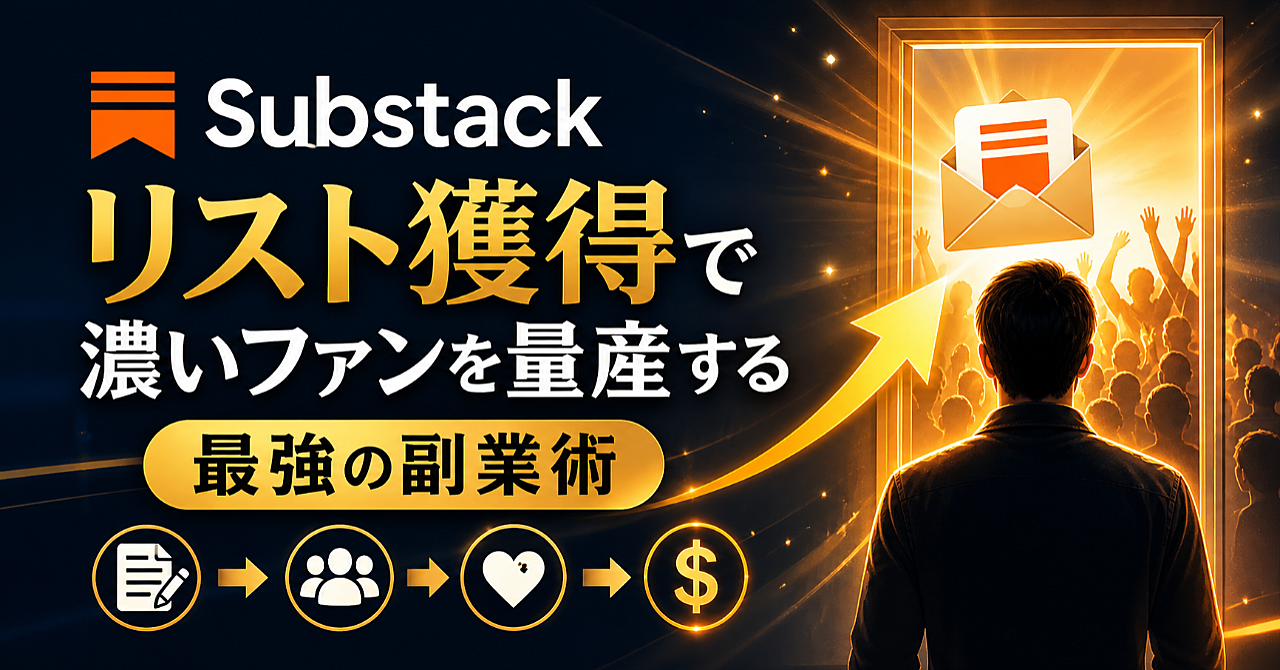 ​【完全ロードマップ】Substackで「リスト」を獲得し、濃いファンを量産して収益化する最強の副業術