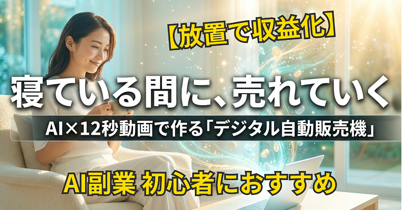 【初心者におすすめのAI副業】【放置で収益化】AIループ動画を12秒作って並べるだけ。ストックサイトを自動販売機に変える方法