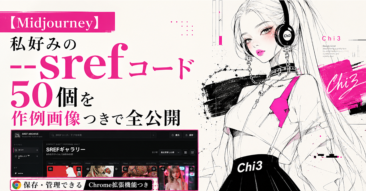 【Midjourney】私好みの--srefコード50個を作例画像つきで全公開｜保存・管理できるChrome拡張機能つき