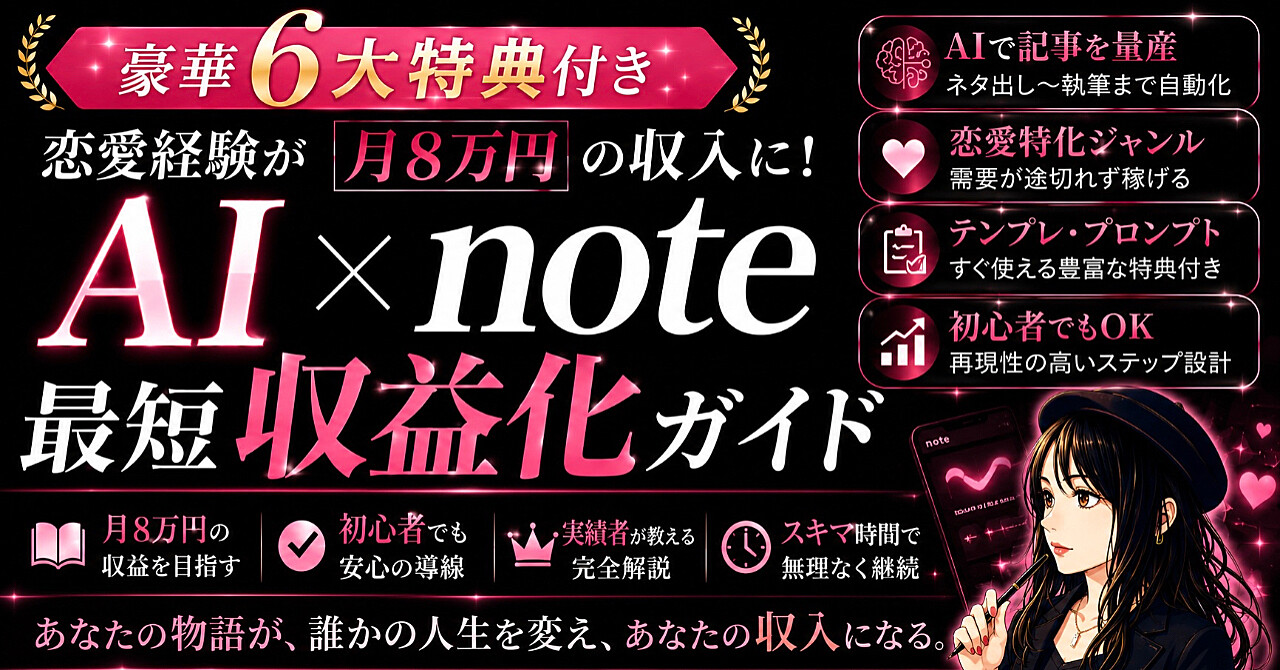 【35大特典付】ゆりさんのBrain「【GPTs付属】恋愛経験が月8万円の収入に！AI×note最短収益化ガイド（2026年8月最新版）」評判口コミ感想レビュー