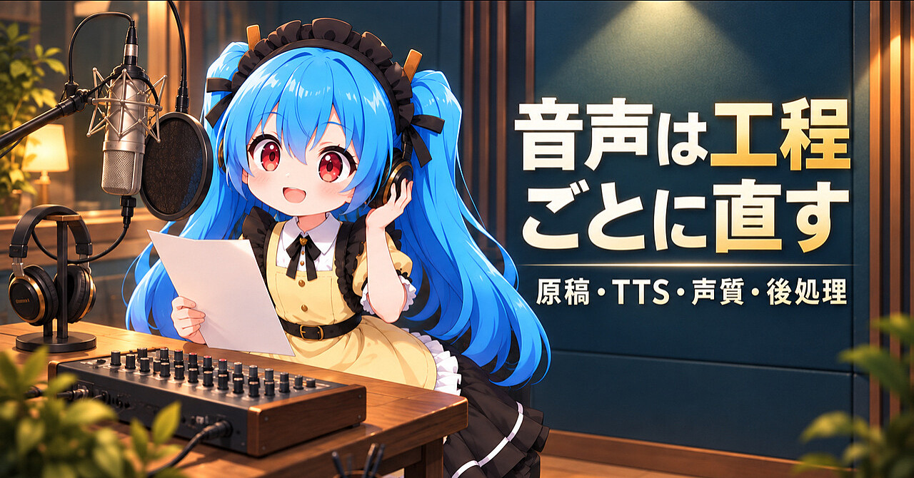 【AI音声生成入門】「いい声」を探す前にやること――原稿・読み上げ・声質・後処理を分けて、悪い工程だけ直すのアイキャッチ画像