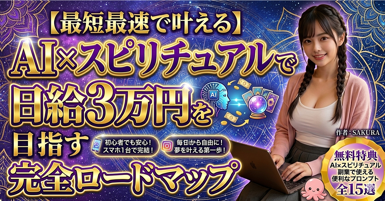 【最短最速で叶える】AI×スピリチュアル副業で日給3万円を目指す完全ロードマップ