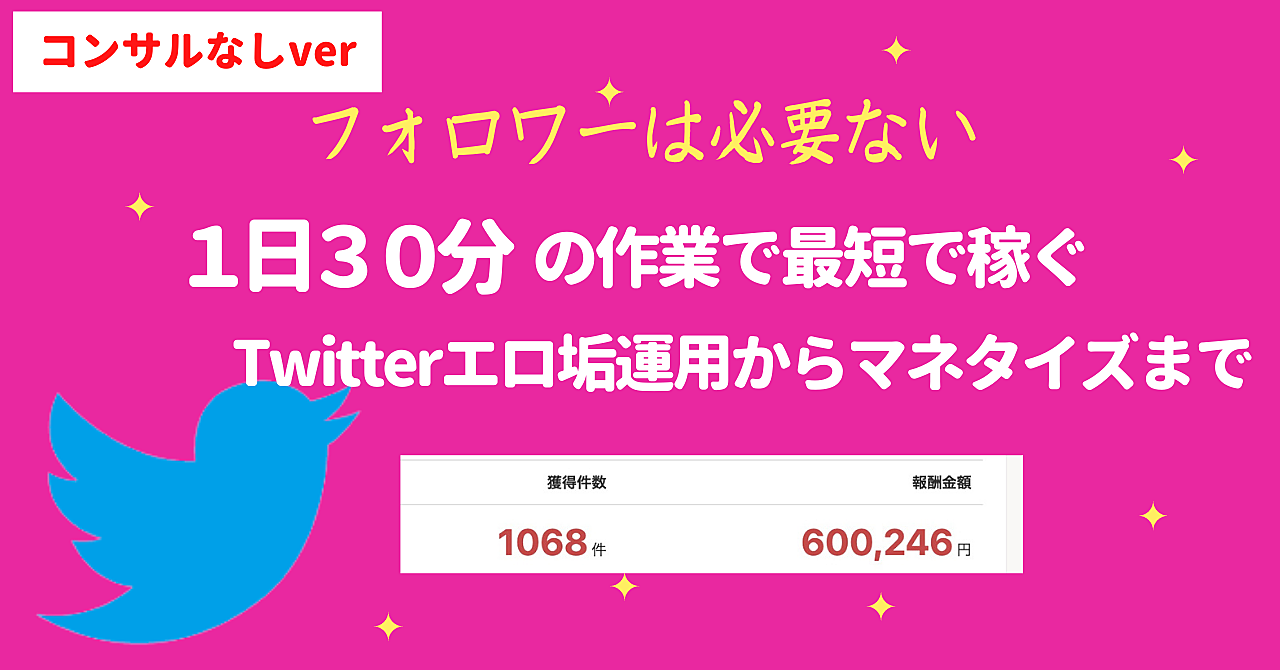 【コンサルなしver】毎日たったの30分の作業で最速でTwitterアフィリエイト【エ口垢必見です】
