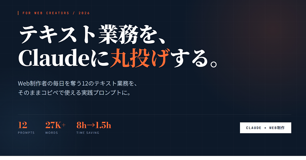 Web制作のテキスト業務を8時間→1.5時間に。Claude実践プロンプト集【全12種・コピペで使える】