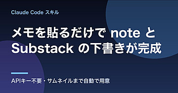 メモを貼るだけで、note と Substack の下書きが同時に出来上がるスキル