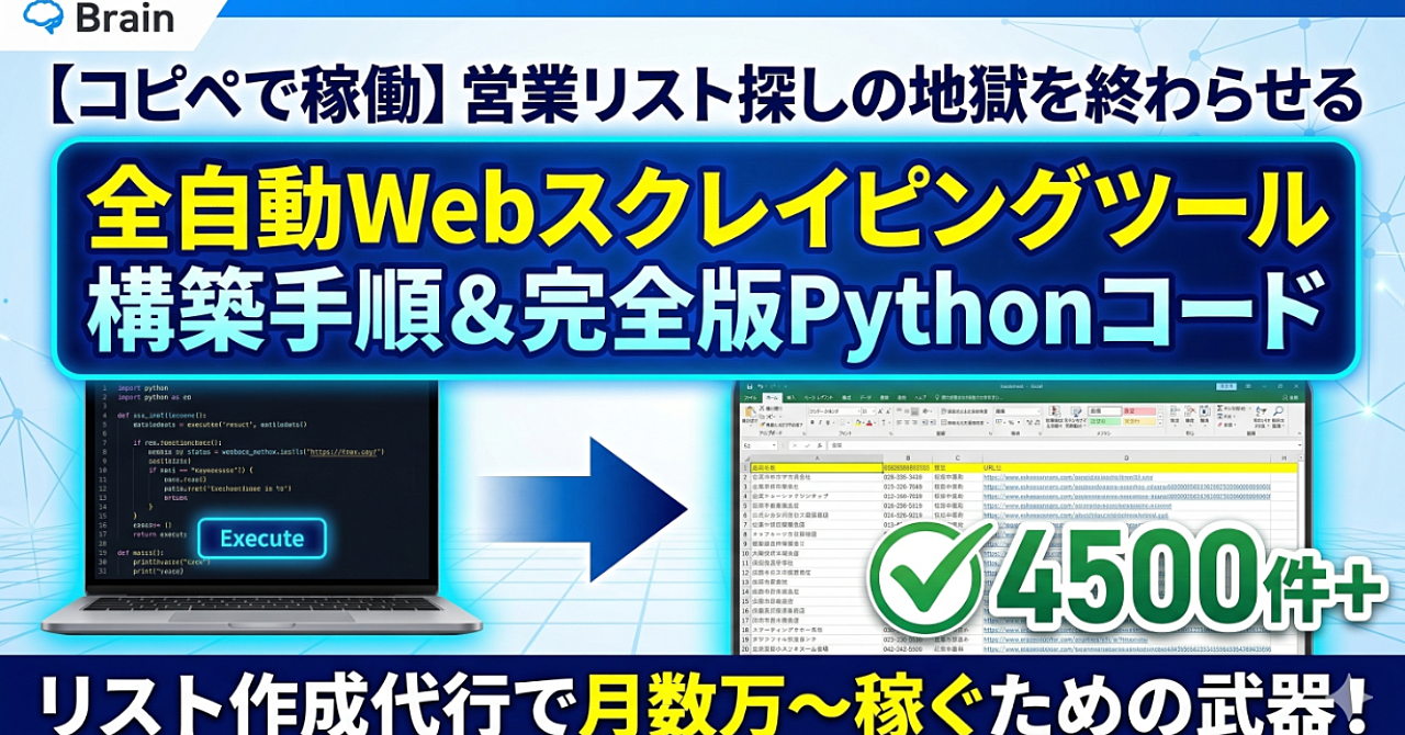 【コピペで稼働】営業リスト探しの地獄を終わらせる「全自動Webスクレイピングツール」構築手順と完全版Pythonコード