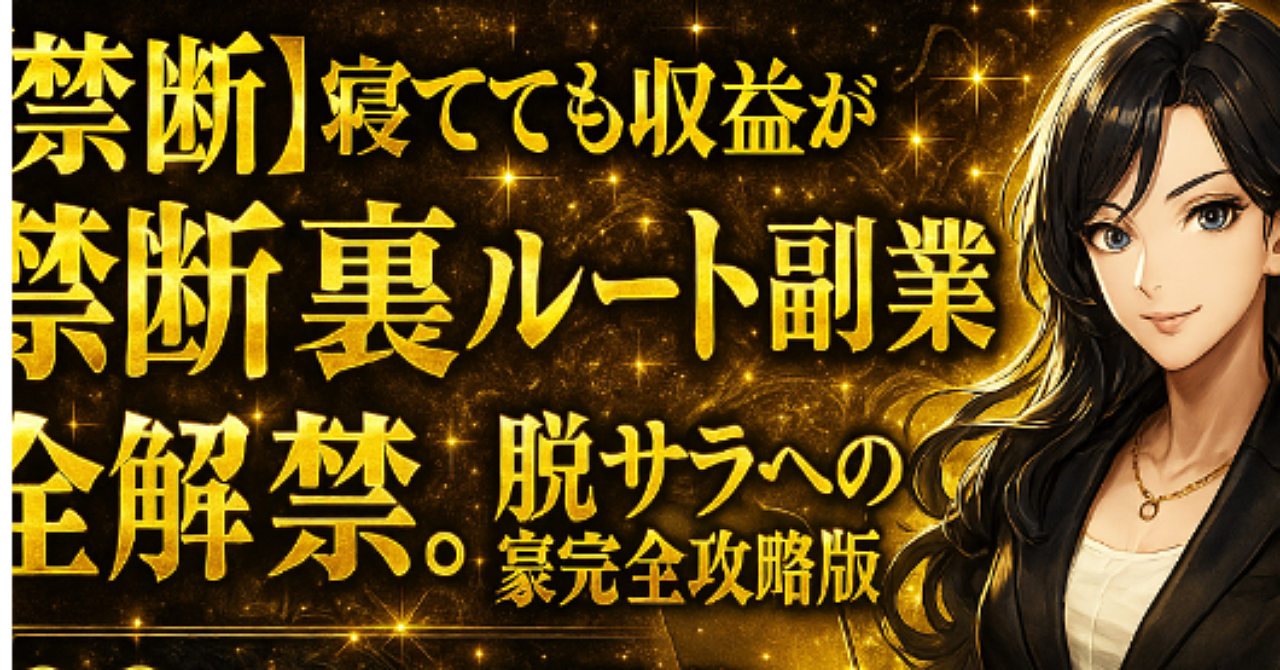 【禁断】寝てても収益が生まれる“禁断裏ルート副業”全解禁。脱サラへの攻略裏完全版【30章+豪華特典付き】