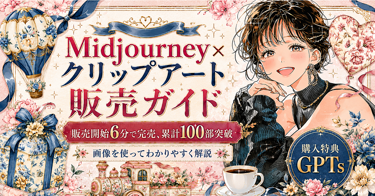 【100部完売】Midjourney×クリップアート販売ガイド｜AI生成｜クリップアートの作り方