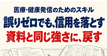 「誤りゼロでも信用を落とす」を防ぐ～医療・健康発信のためのスキル～　