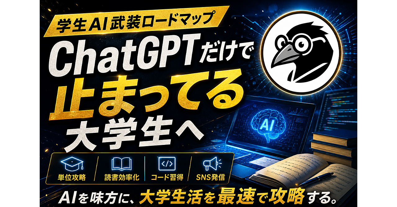 【学生AI武装ロードマップ】ChatGPTだけで止まってる大学生へ。単位・読書・コード・発信をAIで攻略する方法