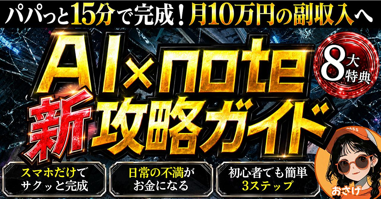 パパっと15分で完成！月10万円の副収入へ【AI×note 新攻略ガイド】