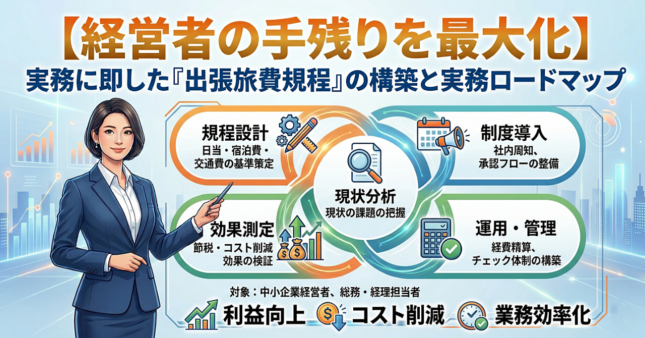 【経営者の手残りを最大化】実務に即した『国内出張旅費規程』の構築と実務ロードマップ