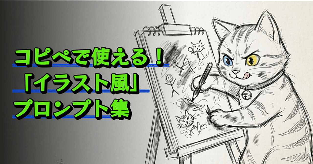 【AIプロンプト大図鑑 Vol.5】コピペで使える!「イラスト風」プロンプト集のアイキャッチ画像