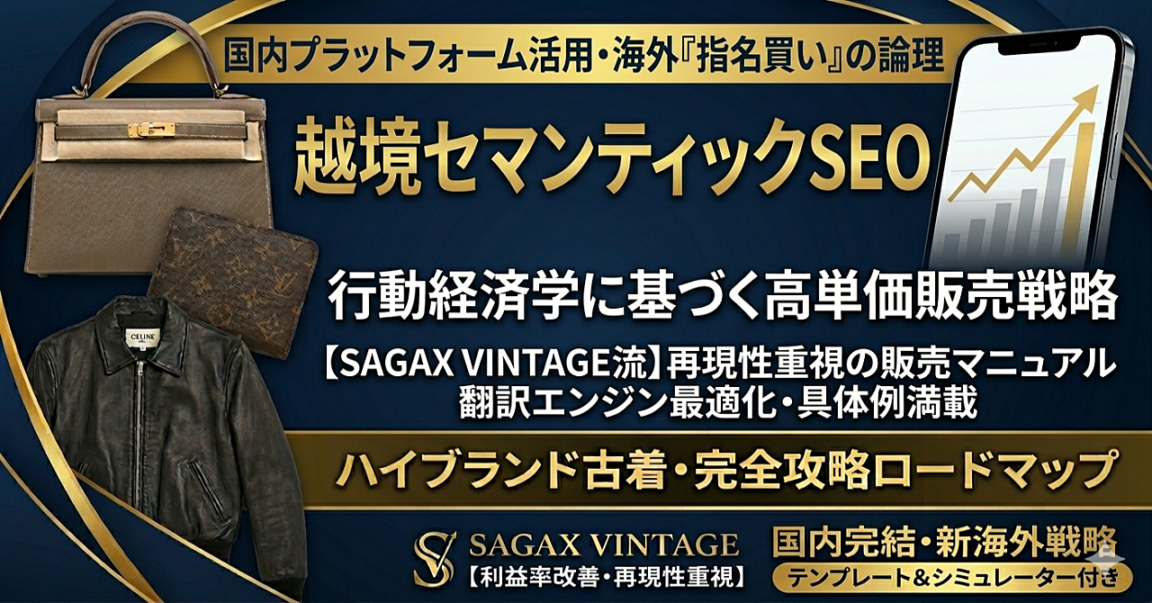 【SAGAX VINTAGE流】国内プラットフォームから海外コレクターへ直接届ける「越境セマンティックSEO」と行動経済学に基づく販売戦略
