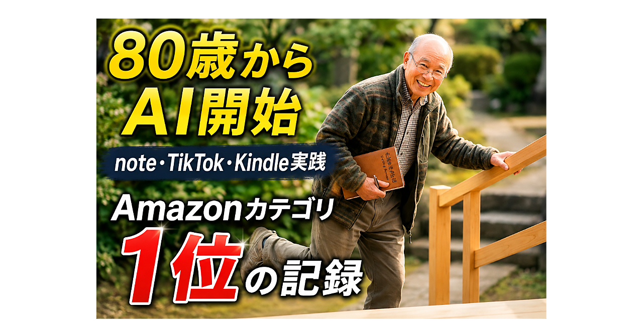 80歳からAI・note・TikTok・Kindleを始めてAmazonカテゴリ1位になるまでの実践記録
