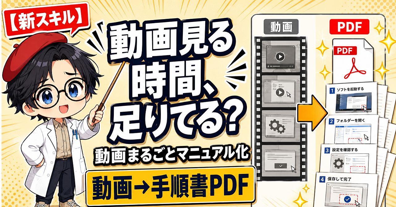 動画１本ぶんの視聴時間をまるごと削減する８フェーズ全自動の中身を公開します。URL→スクショ付き手順書PDFが完成