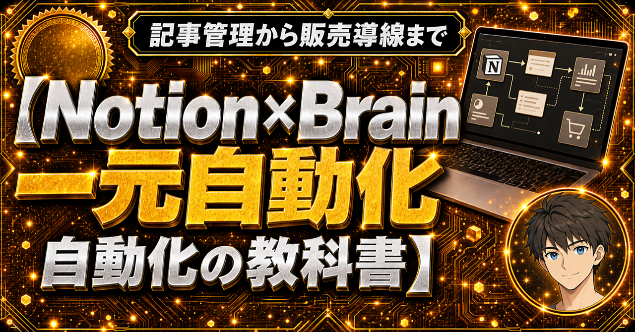 【Notion×Brain自動化の教科書】記事管理から販売導線まで一元自動化のアイキャッチ画像