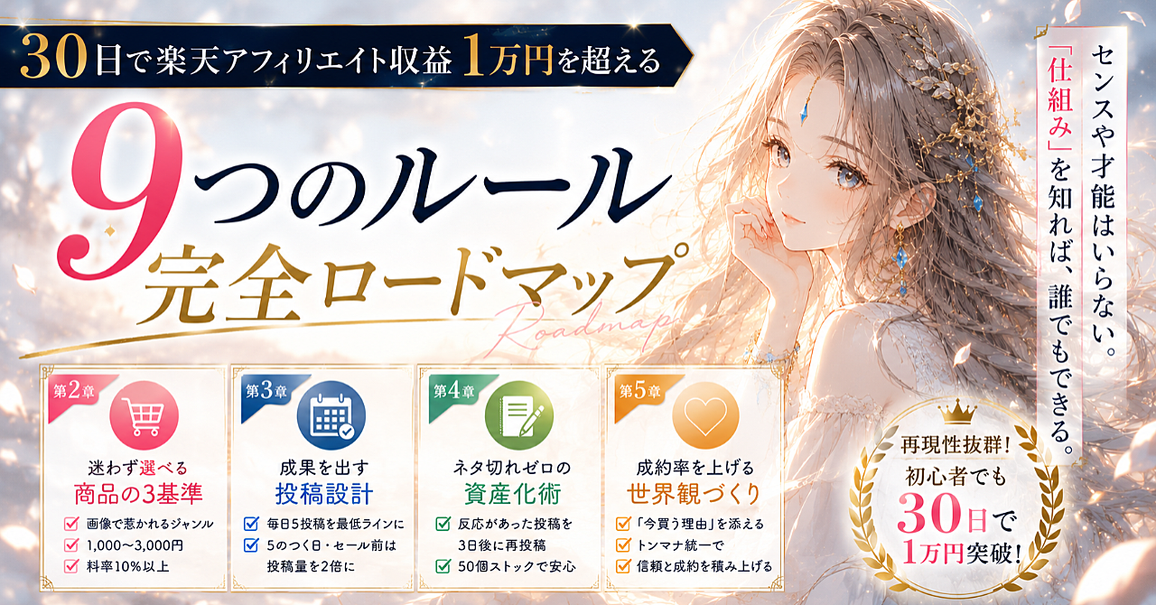 初心者が30日で楽天アフィリエイト1万円を超えた9つのルール