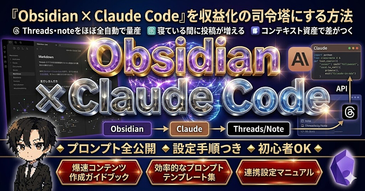 【プロンプト全公開】『Obsidian × Claude Code』を収益化の司令塔にする方法