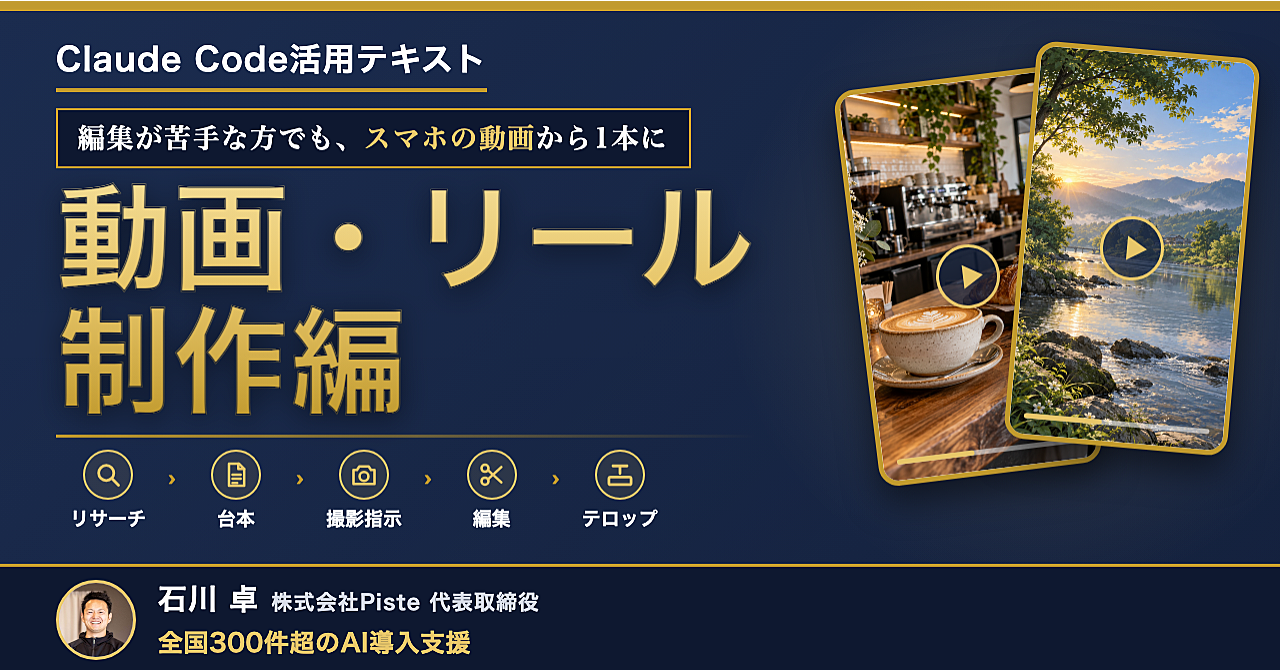 【動画は「生成」から始めない】Claude Code活用テキスト 動画・リール制作編のアイキャッチ画像