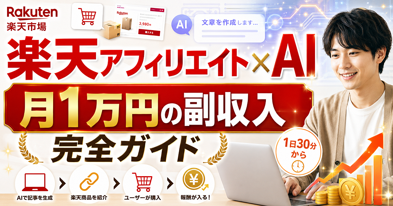 楽天アフィリエイト×AI文章生成で月最低でも『1万円の副収入』を作る完全ガイド