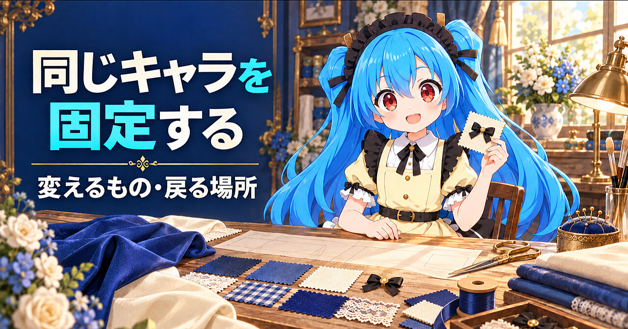 【AI画像生成入門】同じキャラを何度も使う――「固定するもの・変えるもの・戻る場所」を最初に決めるのアイキャッチ画像