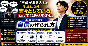 「自信がある人」は、生まれつき堂々としているわけではありません。心理学が示す、自信の作られ方