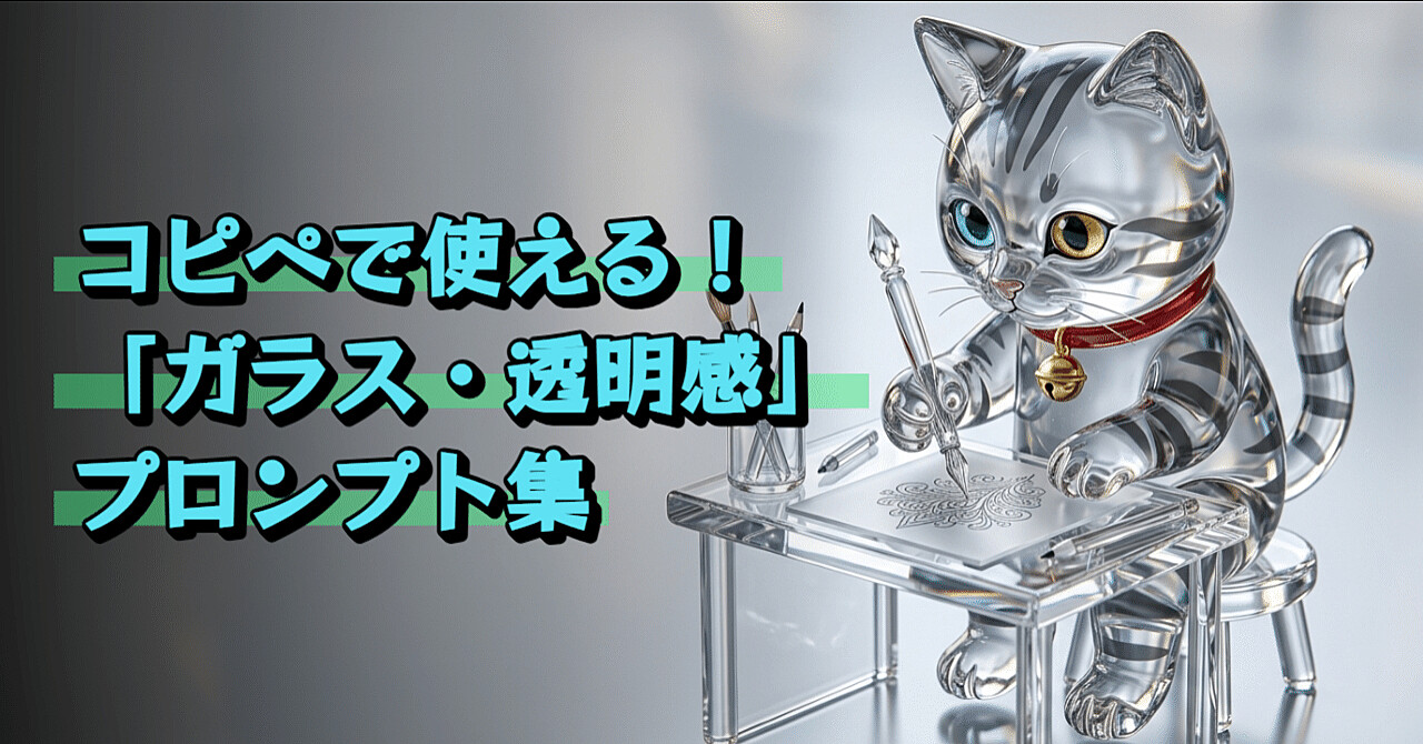 【AIプロンプト大図鑑 Vol.3】コピペで使える!「ガラス・透明感」プロンプト集のアイキャッチ画像